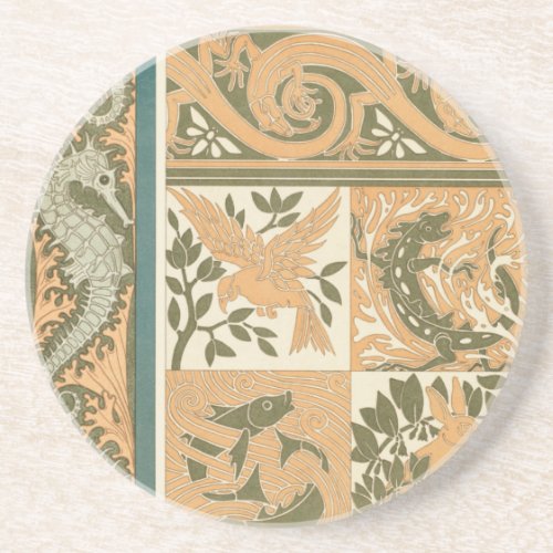 French Border Decorative Tile Sandstone Coaster