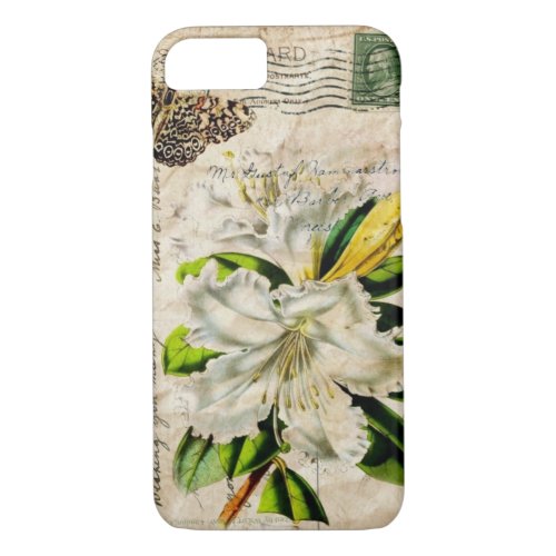 french botanical art country butterfly lily iPhone 87 case