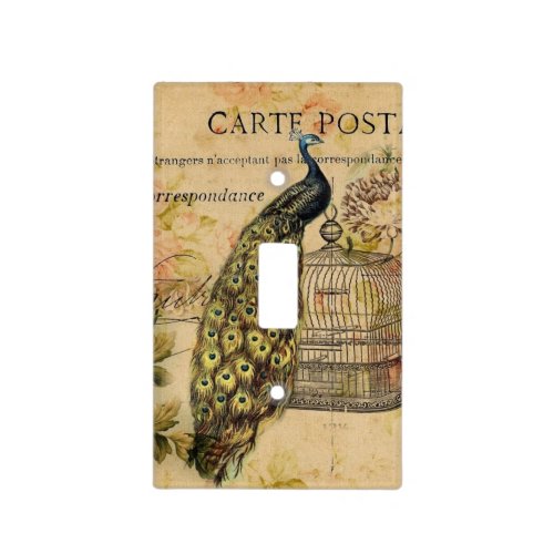 french botanical art nouveau vintage peacock light switch cover