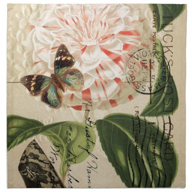 french botanical floral shoe lover fashionista cloth napkin (Front)