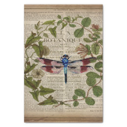 french botanical leaves modern vintage dragonfly tissue paper