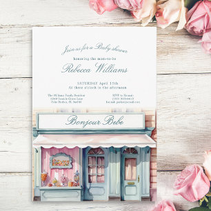 French Boutique Bonjour Bebe Baby shower Invitation
