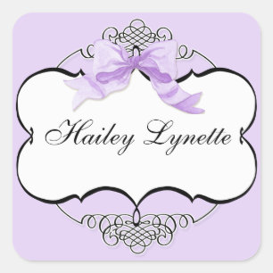 French Bow n Dots, Girl Baby Shower Sticker Seal