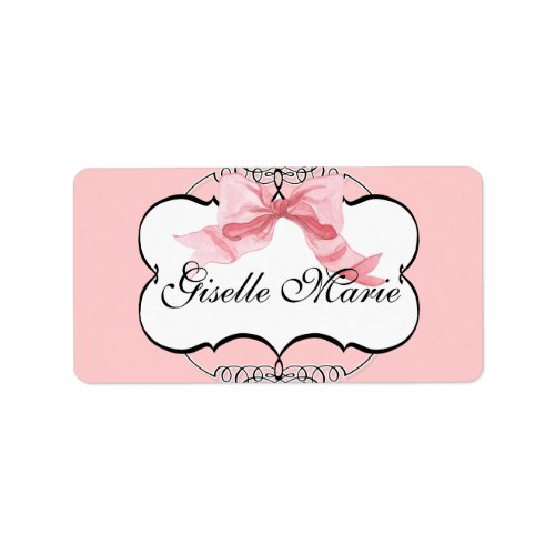 French Bow n Dots Girl Baby Shower Sticker Seal
