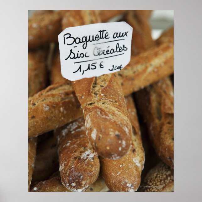 French bread at a market poster (Front)