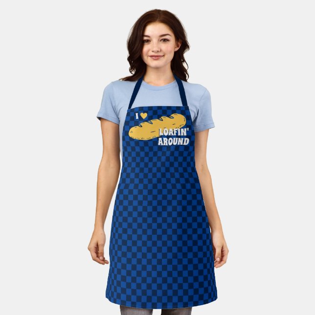 French bread loaf checkerboard personalized baking apron (Worn)