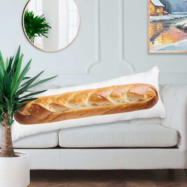 French Bread Stick Baguette Funny Personalized Body Pillow (A long length body pillow with French baguette picture on one side, your own custom text on the back)