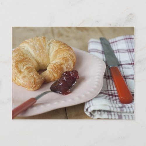 French breakfast with croissant postcard