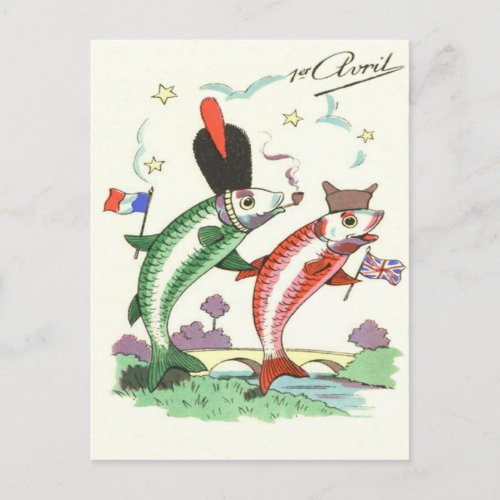 French British Military Fish Stars Postcard