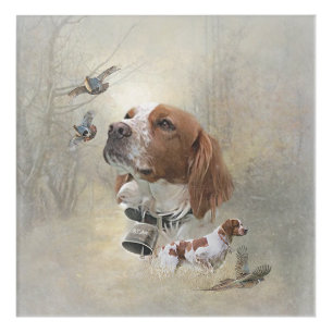 French Brittany, Bird Hunting Art 