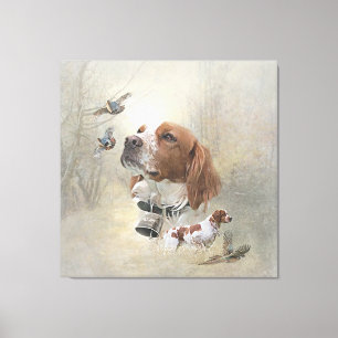 French Brittany, Bird Hunting Art  Canvas Print