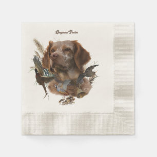 French Brittany, Bird Hunting Art  Napkins