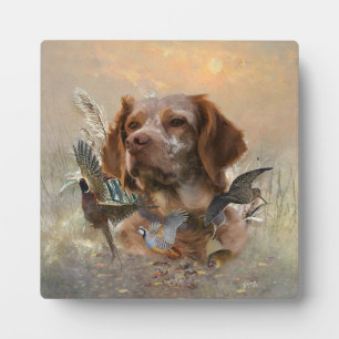 French Brittany, Bird Hunting Art  Plaque
