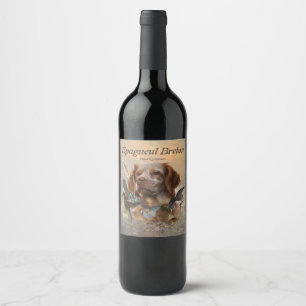 French Brittany, Bird Hunting Art  Wine Label