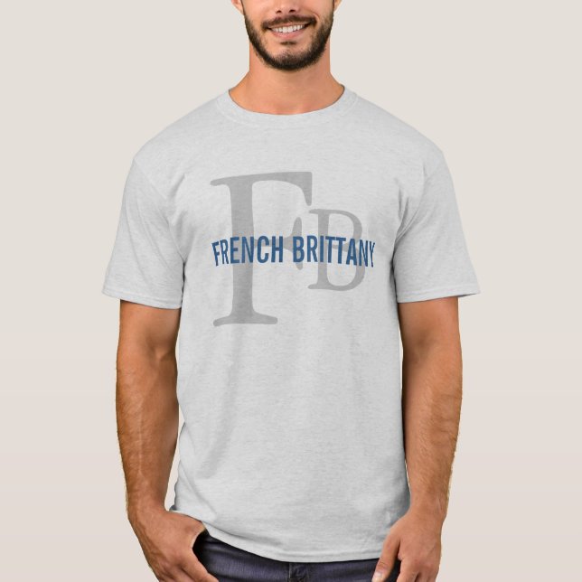 French Brittany Breed Monogram Design T-Shirt (Front)