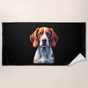 French Brittany Spaniel Mom Dad Dog Face Pop Art C Beach Towel