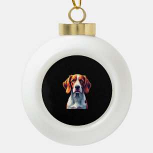 French Brittany Spaniel Mom Dad Dog Face Pop Art C Ceramic Ball Christmas Ornament