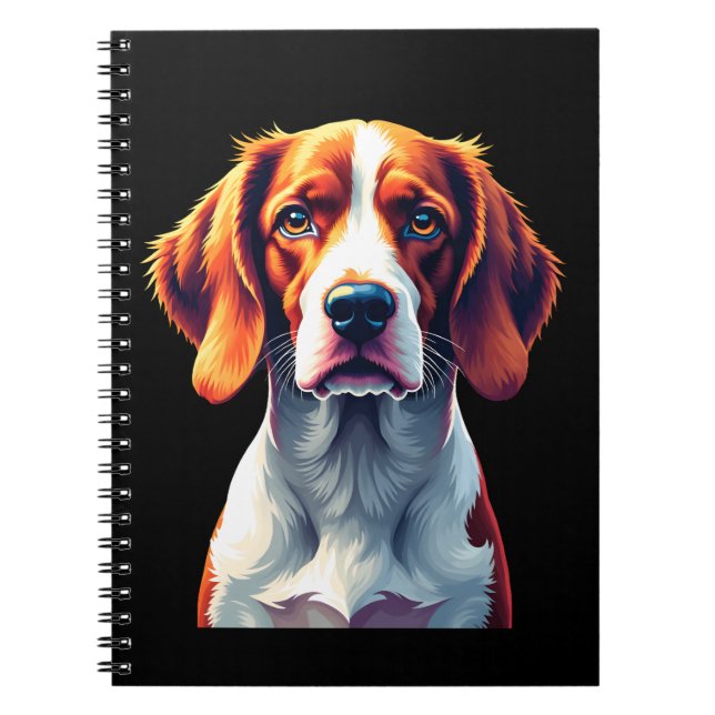 French Brittany Spaniel Mom Dad Dog Face Pop Art C Notebook (Front)