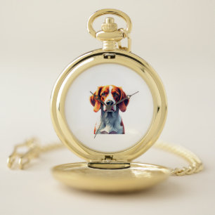 French Brittany Spaniel Mom Dad Dog Face Pop Art C Pocket Watch