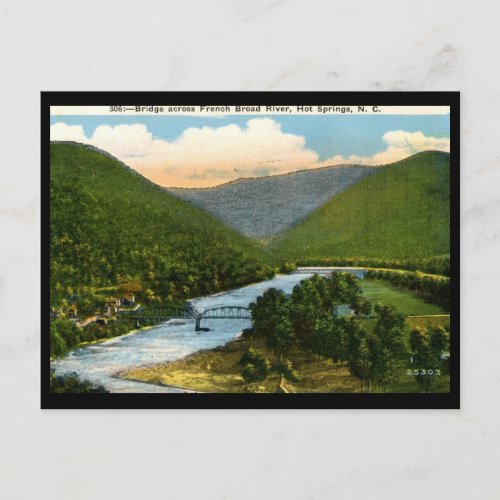 French Broad River Hot Springs NC Vintage Postcard