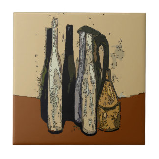 French Brown Jugs Abstract Ceramic Tile