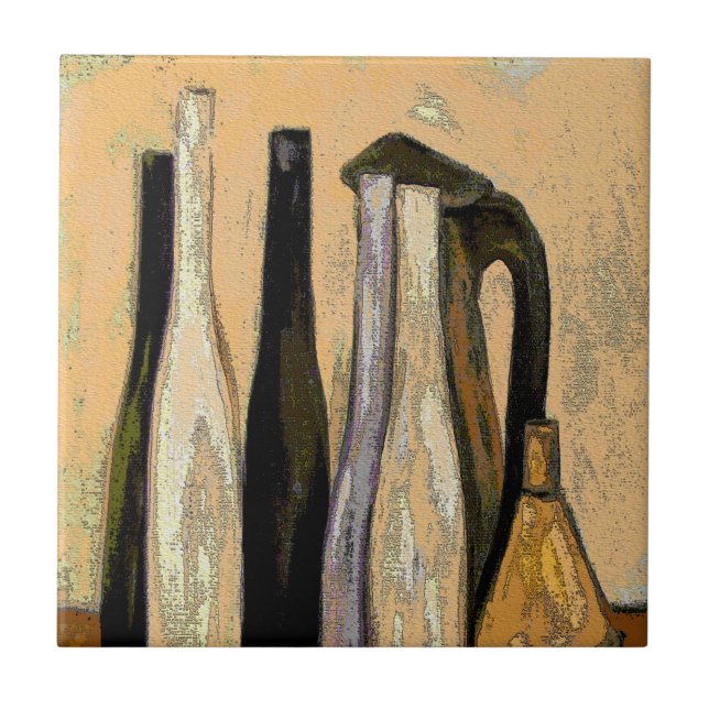 French Brown Jugs Abstract Ceramic Tile (Front)