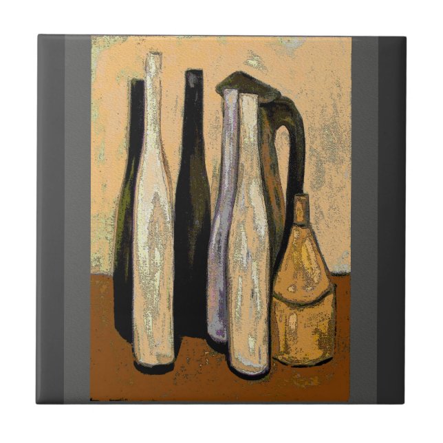 French Brown Jugs Abstract Tile (Front)