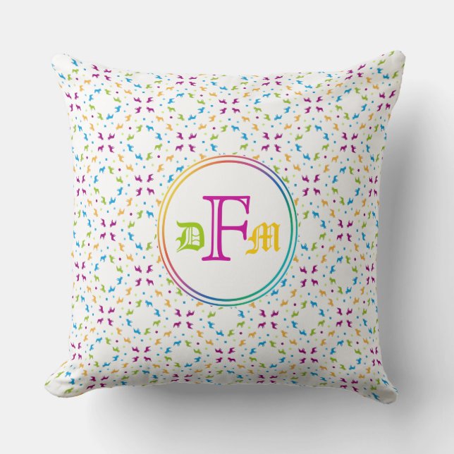 French Buldogs pattern Primavera Throw Pillow (Front)