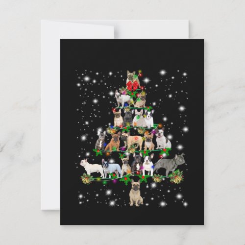 French Bull Christmas Tree Covered By Flashlight Thank You Card