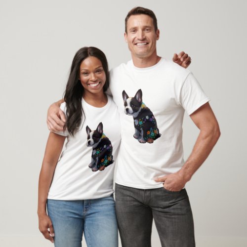 French Bull Dog and Flowers T_Shirt