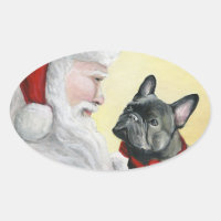 French Bull Dog and Santa Christmas Sticker