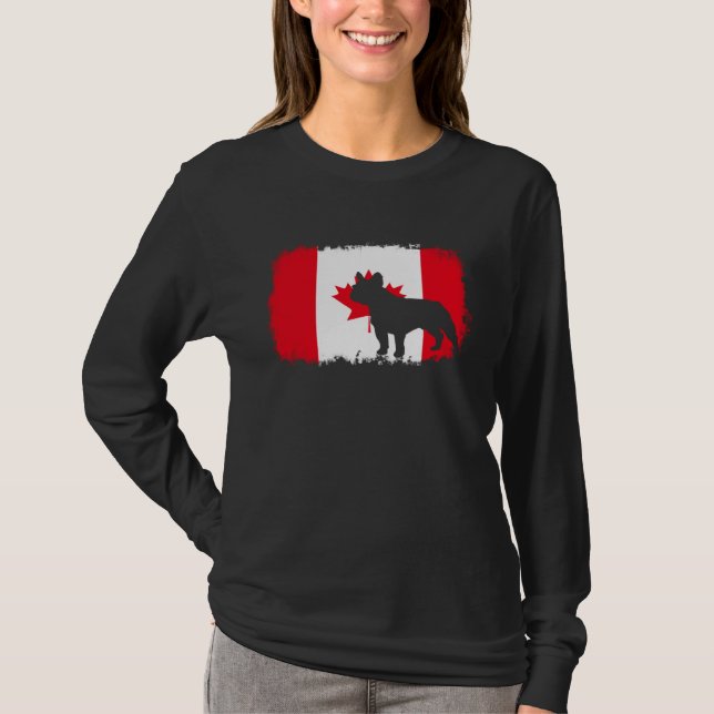 French bull dog Canada Canadian flag frenchies bul T-Shirt (Front)