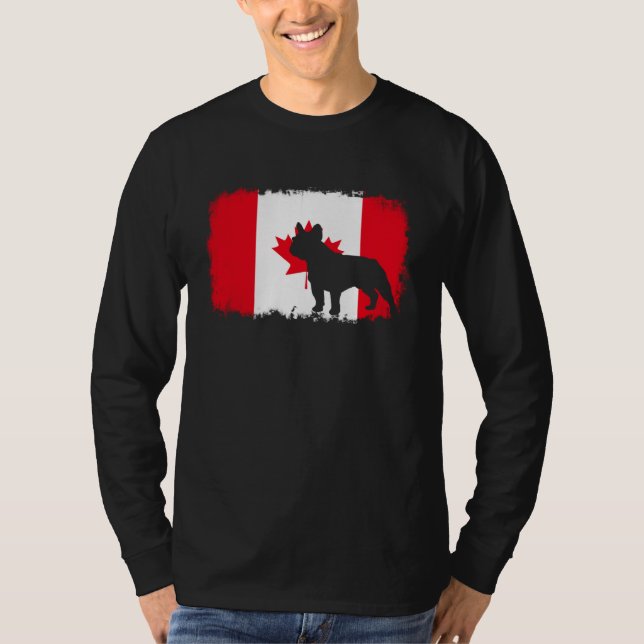 French bull dog Canada Canadian flag frenchies bul T-Shirt (Front)