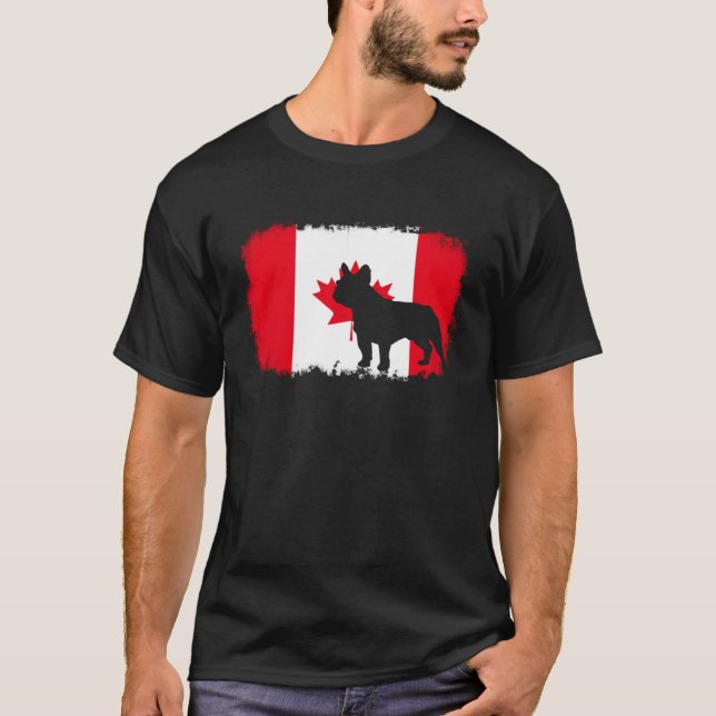 French bull dog Canada Canadian flag frenchies bul T-Shirt (Front)