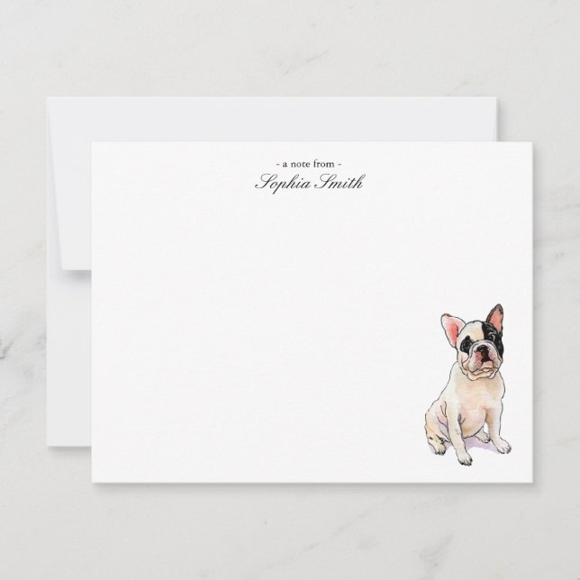 French Bull dog Custom Flat Thank You Notes (Front)