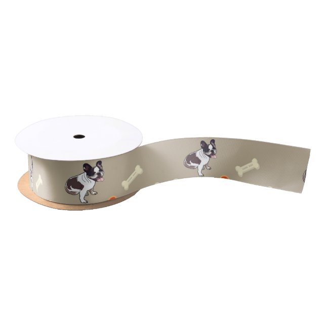 French bull dog, dog treat  patterns satin ribbon (Spool)