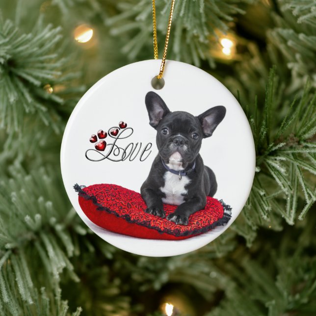 French Bull Dog - Frenchie - Love Ceramic Ornament (Tree)