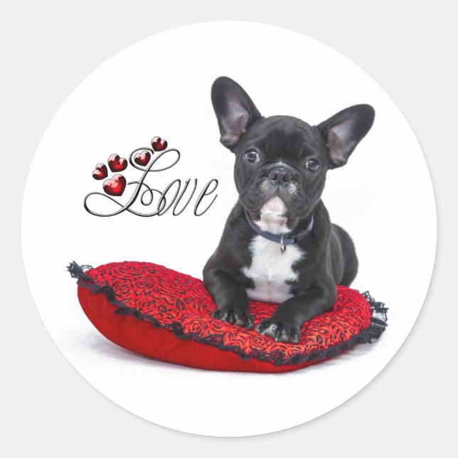 French Bull Dog - Frenchie - Love Classic Round Sticker (Front)
