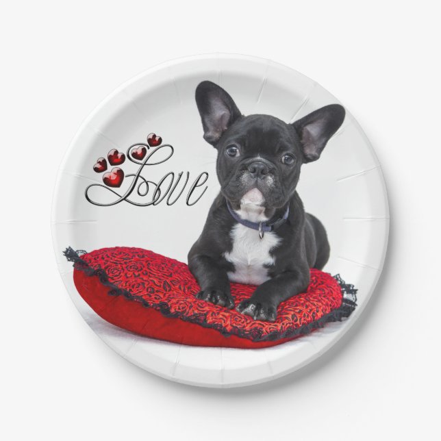 French Bull Dog - Frenchie - Love Paper Plates (Front)