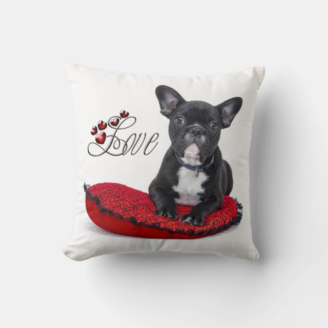 French Bull Dog - Frenchie - Love Throw Pillow (Front)