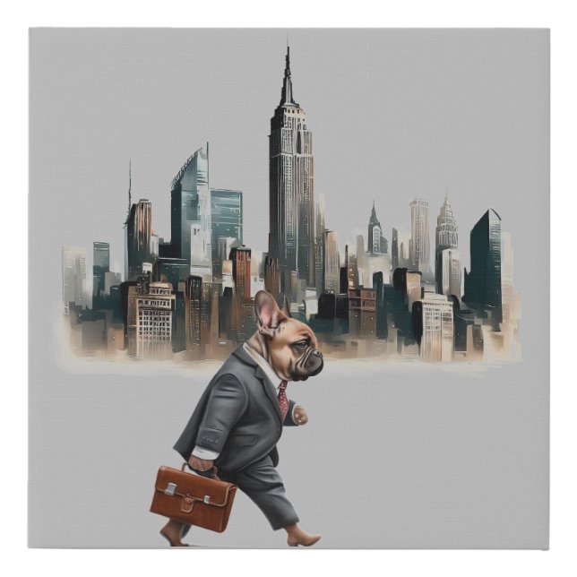 FRENCH BULL DOG in New York City   Faux Canvas Print (Front)