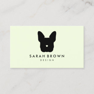 French Bull Dog puppy face frenchies green black Business Card