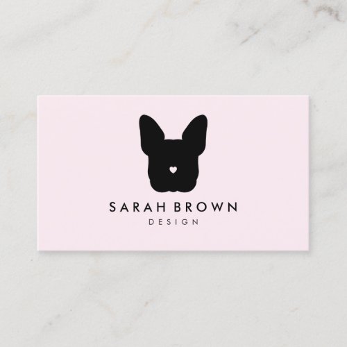 French Bull Dog puppy face frenchies soft pink Business Card