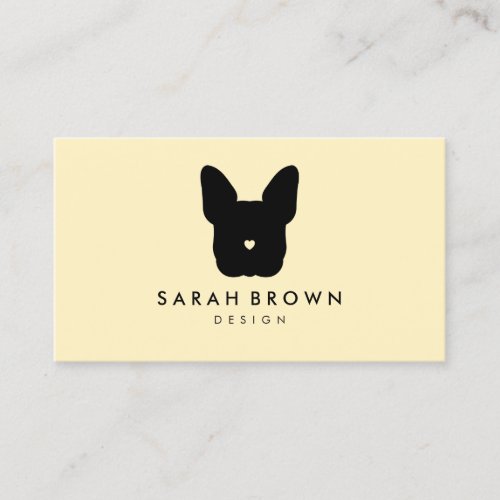 French Bull Dog puppy heart nose frenchies yellow Business Card