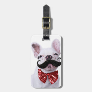 French Bull Dog Puppy With Mustache Luggage Tag
