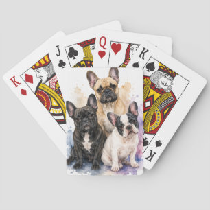 French Bull Dog Watercolor Playing Cards