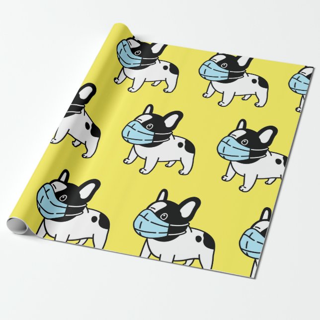FRENCH BULL DOG WEARING MASK Wrapping Paper (Unrolled)