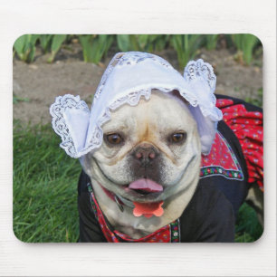 French Bull Dog with Lace Hat Mouse Pad
