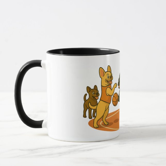 French Bull Dogs playing basketball. Mug (Left)