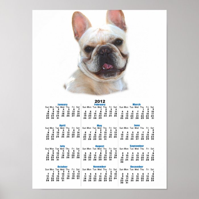 French bulldog 2012 calendar poster